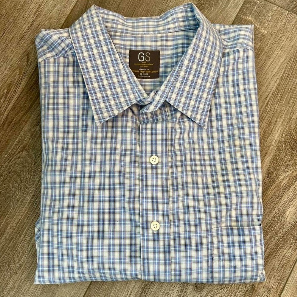 Men's Blue Plaid Casual Button Down Shirt